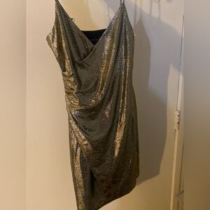 Stunning Black Halo Gold Mini Dress